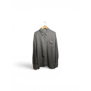 Forever 21 Linen Oversized Button Down Shirt Women’s Large Black Relaxed Fit Top